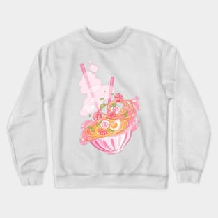 The cute pink ramen bowl with shrimps and noodle Crewneck Sweatshirt